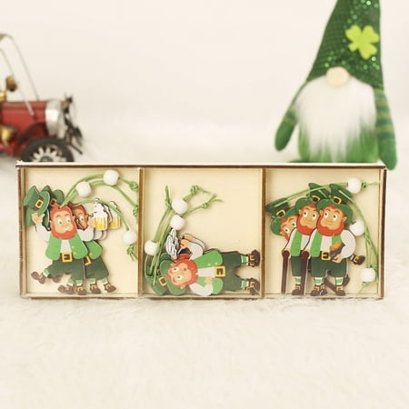 

Irish Festival Wooden Doll Pendant St. Patrick Decoration Pendant Holiday Window Decoration