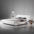thumbnail image 2 of Sha Cerlin Queen Upholstered Leather Platform Bed Frame with Adjustable Headboard, White, Adults, 2 of 8