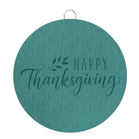 Welcome Sign for Front Door Happy Thanksgiving Round Metal Wall Art Wreaths Green Fall Maple Leaf Autumn Outdoor Indoor Wall Hanging Sign for Porch Decor Housewarming Gifts 5.9 Inch