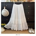 thumbnail image 4 of Arlun Maxi Skirts for Women Elastic High Waisted A Line Long Layered Tutu Mesh Ruffles Tiered Flowy Elegant Skirt for Spring and Summer White One Size, 4 of 8