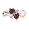 thumbnail image 3 of Gem Stone King 925 Silver and 10K Yellow Gold Red Garnet and White Lab Grown Diamond Ring for Women | 1.22 Cttw | January Birthstone | Heart Shape 5MM | Available in Size 5, 6, 7, 8, 9, 3 of 6