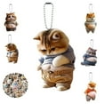 thumbnail image 2 of ​​GiLiling Fat Cat Car Charm Keychain - Fun Dog/Cat Keychain Accessory with Big Belly Design for Auto Mirror Decor Playful Pet Lover Gift Novelty Item​​, 2 of 9