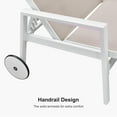 thumbnail image 5 of PURPLE LEAF Outdoor Chaise Lounge Chairs Set of 3, White Aluminum Adjustable Lounge with Wheels, Armrest & Table for Pool，Patio，Deck，Linen, 5 of 9