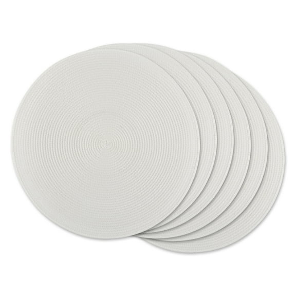 DII White Round PP Woven Placemat Set of 6