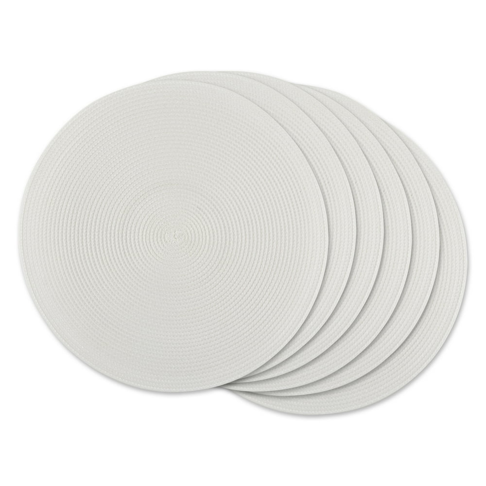 DII White Round PP Woven Placemat Set of 6