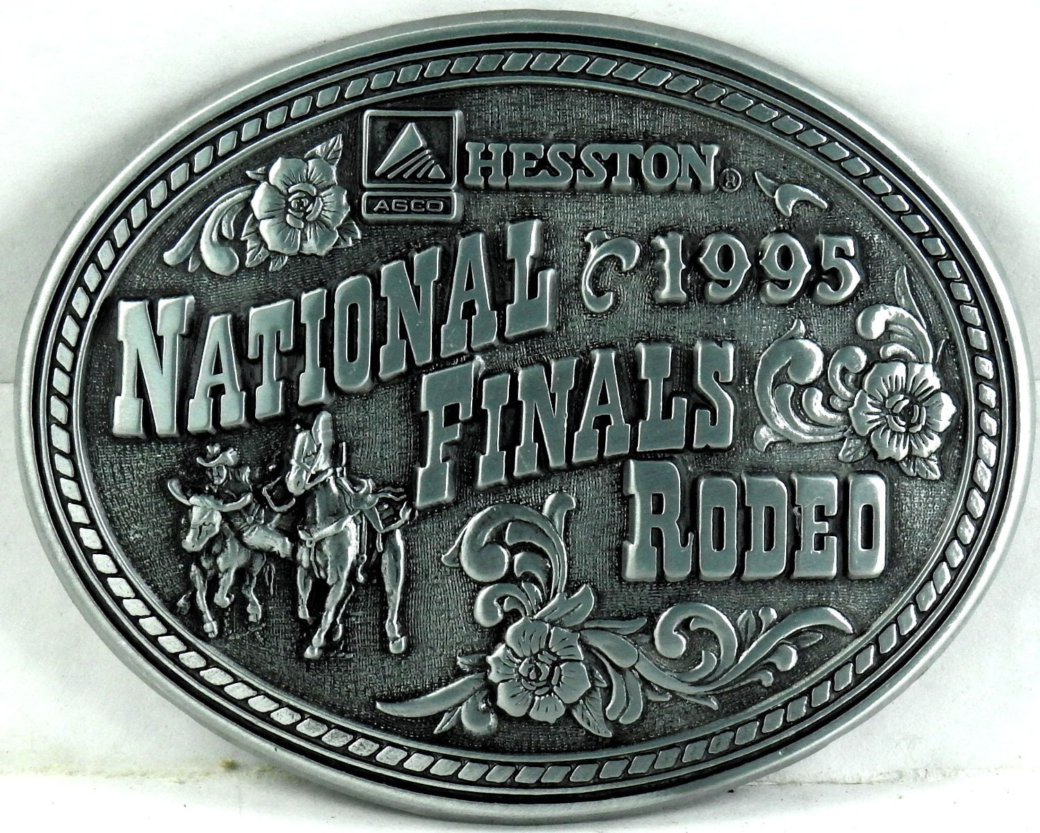 Vintage Pkg. National Finals Rodeo Hesston 1995 NFR Adult Cowboy Buckle Orig 