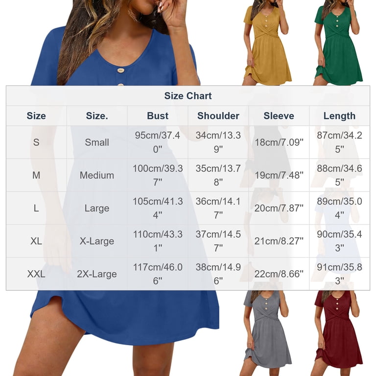 Women's Summer Plus Size Dresses Solid Color Round Neck Short Sleeved Chest Button Dress Party Club Summer Fashion Outfits