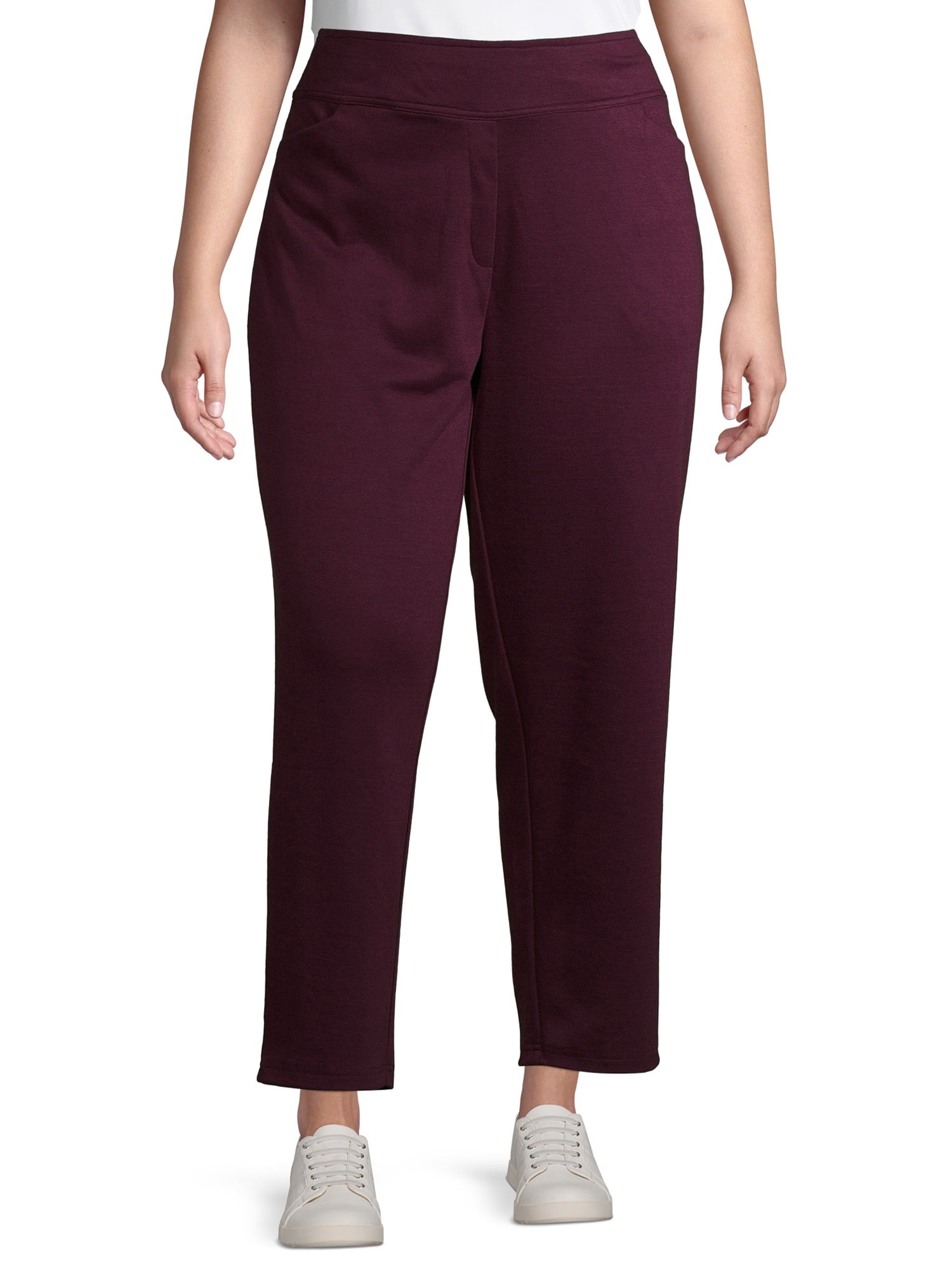 Terra & Sky Women's Plus Size Pull on Solid Slim Pants - Walmart.com