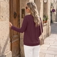 thumbnail image 3 of SUNBS Blouses for Women Casual Dressy Tops Crewneck Long Sleeve Shirts Pleated Clothes, 3 of 9