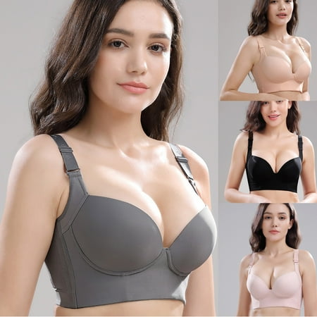 Wireless Bras  Plus Size Bras  Push Up Bras  Sexy Bra  Comfort Bras for Women  Women s Plunge Wirefree Pullover Bras Plus Size Comfortable Padded Everyday Bra  Black  40CDF