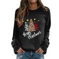 thumbnail image 1 of Gibobby Suéteres para mujer Diario Navidad de nieve Estampado O Cuello Sudadera Cuello Rojoondo Ajuste Suéter Tops Casual Manga larga Camisas de entrenamiento Blusa suelta (Negro, S), 1 of 4