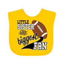 Inktastic Little Sister and Biggest Fan Football Player Girls Baby Bib