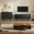 thumbnail image 2 of MARNUR 55" TV Stand for 60" TV, Wood Entertainment Center with Storage and Shelves, 2 Sliding Tambour Doors, Mid-Century Modern, Black, 2 of 9