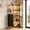 Black-65"H, variant on HIGDBFE 5-Tier Corner Bookshelf with LED Lights and 4 Fabric Drawers, L-Shaped Industrial Bookcase, Corner Display Shelf for Living Room, Home Office, Rustic Brown