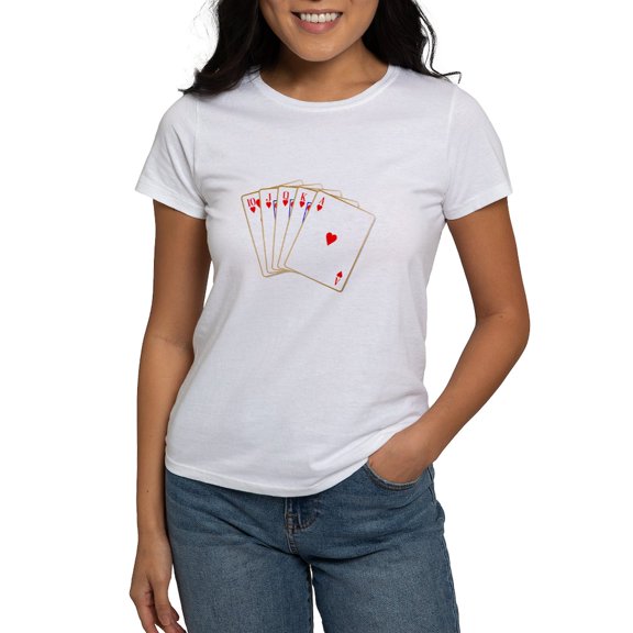 CafePress - Ace Hearts Flush T Shirt - Women's Classic T-Shirt