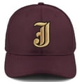 thumbnail image 2 of Daxton Premium Mid Profile Hat Semi Curved Visor Burgundy Cap Black Gold Gothic Embroidered, Letter J, 2 of 4
