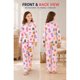 thumbnail image 4 of Beezizac Girls Silky Satin Pajama Faces Pink Comfy Long Sleeve & Pants Set Cute 2-Piece Winter Jammies Kid Size 14, 4 of 6