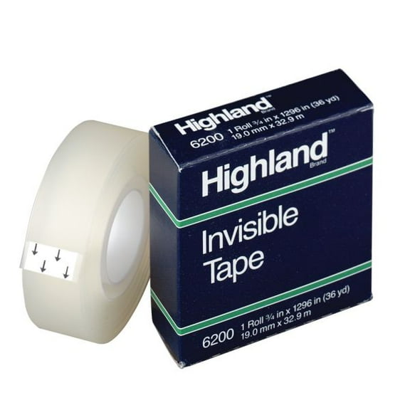 5PC Highland Invisible Permanent Mending Tape, 1" Core, 0.75" x 36 yds, Clear