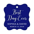 thumbnail image 1 of Darling Souvenir Personalized Fancy Frame Wedding Gift Tags 'Best Day Ever' Custom Name & Date Favor Hang Tags-Blue-50 Tags, 1 of 1