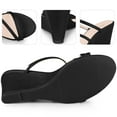 thumbnail image 3 of BLISSFUL STEP Strappy Open Toe Slip on Wedge Heels Slide Sandals 7 Black, 3 of 6