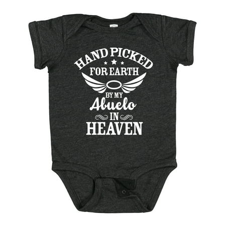 

Inktastic Handpicked for Earth by My Abuelo in Heaven with Angel Wings Gift Baby Boy or Baby Girl Bodysuit