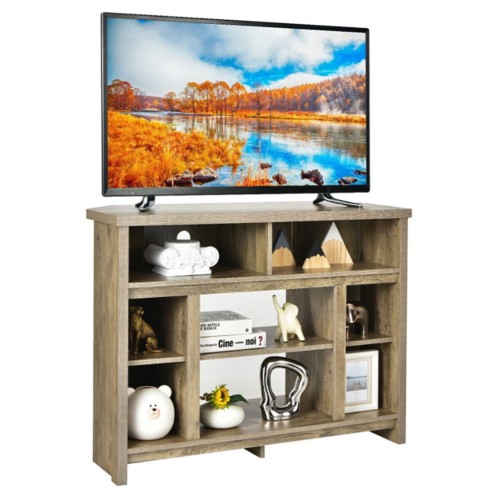 Finihen TV Stand, TV Cabinet, Modern Corner TV Stand with Adjustable Shelves for TVs up to 48 Inch, Media Entertainment Center with Storage, for Living Room, Bedroom, Natural