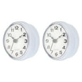 thumbnail image 1 of Reloj de ducha impermeable Uxcell, 2 paquetes de relojes de pared mini silenciosos y lindos con espejo y ventosa, blanco/negro, 1 of 7