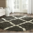 thumbnail image 2 of SAFAVIEH Dallas Logan Geometric Shag Area Rug, Dark Grey/Ivory, 4' x 4' Round, 2 of 6