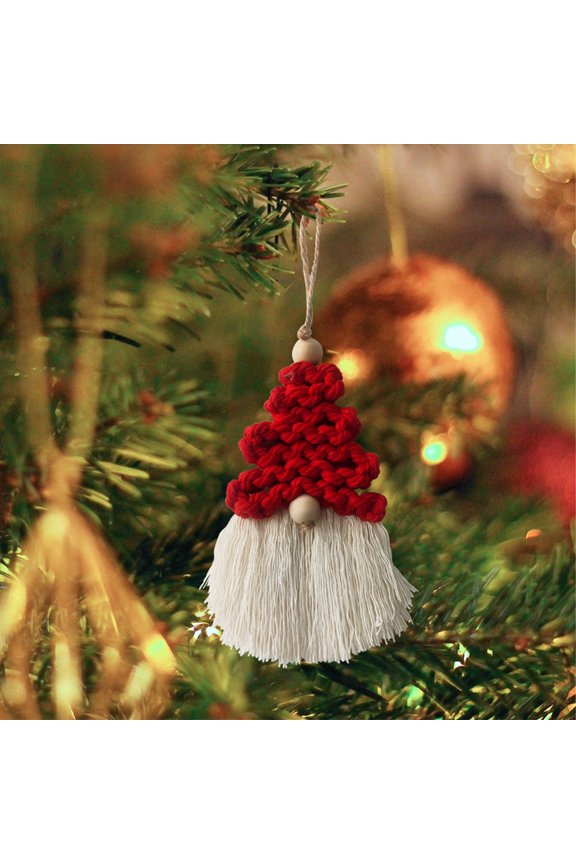 Christmas Tree Cotton Rope Gnome Ornaments, Boho Christmas Woven Gnome Xmas Ornaments for Christmas Tree Hanging