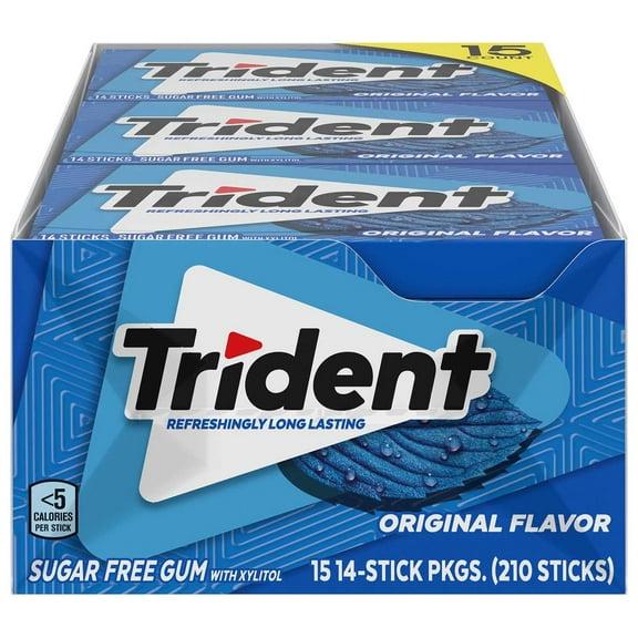 Trident Original Flavor Sugar Free Gum, 14 Pieces (Pack of 15, 210 Pieces Total)