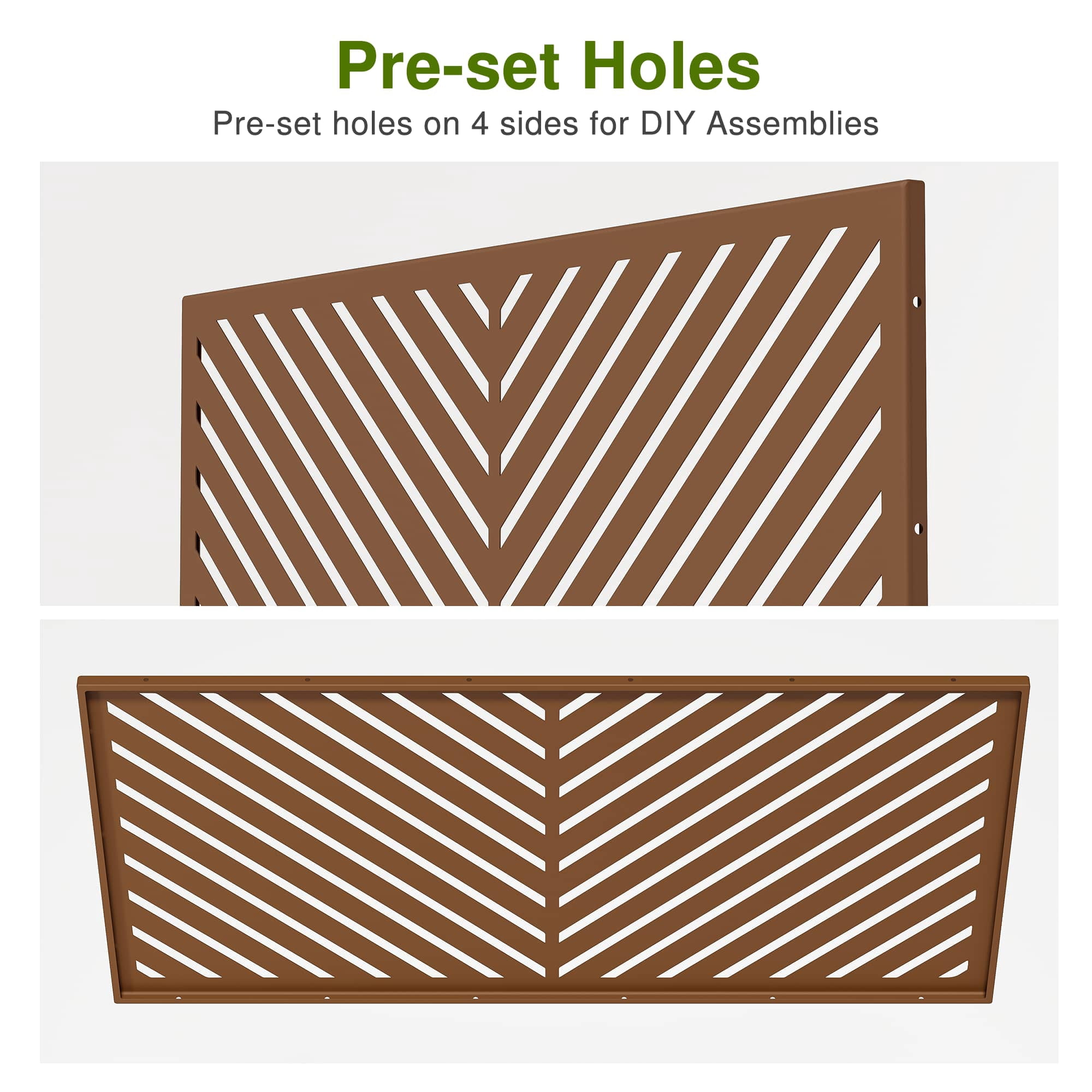 MAYEERTY 72"×47" Parallel Line Outdoor Privacy Weather Resistant Panel Screen,Rust