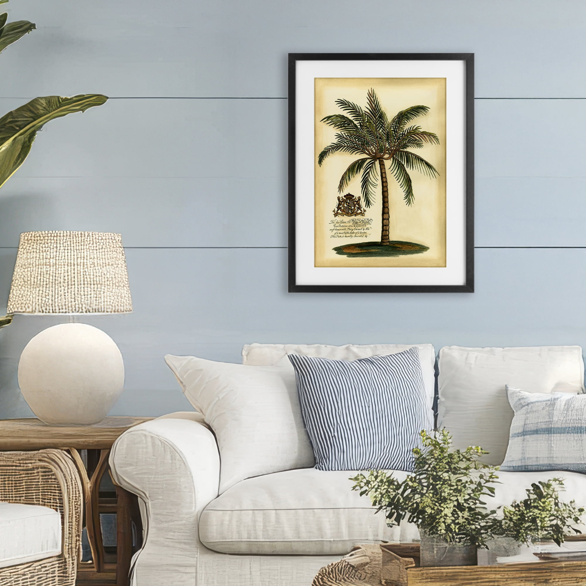 Stupell Industries British Colonial Palm Black Framed Print Under Glass, design by Vision Studio