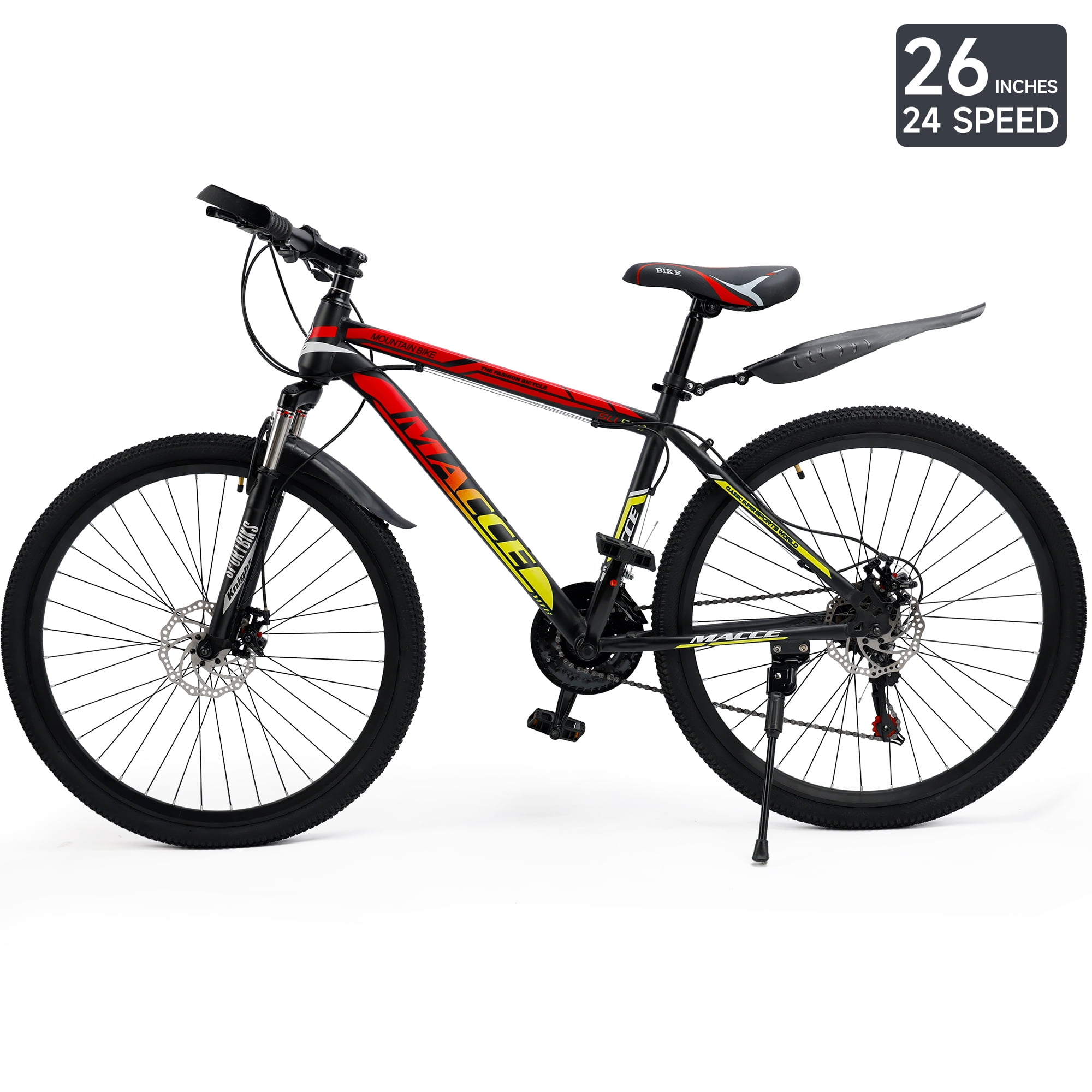 Mountain Bike, 24 Speeds with Disc Brakes High-Carbon Steel Frame Mens Womens Mountain Bike, 24 26 27.5 Inch Front Suspension MTB Bicycle for Adult & Teenagers