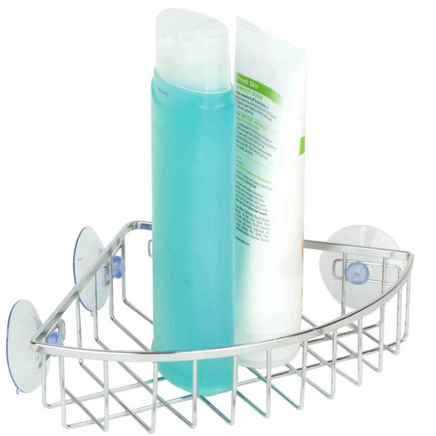 Home Basics Suction Corner Caddy Chrome