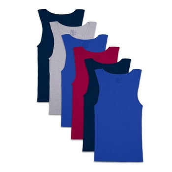 Fruit of the Loom Men's Assorted Color Tank A-Shirts, 6 Pack, Sizes S-3XL