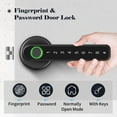 thumbnail image 3 of MIXFEER Fingerprint & Password Door Lock Smart Door Knob Gate Locks Left-Right Open Door Lever Lock Set Keyless Entry Door Lock for Home Interior Door Bedroom Hotel Warehouse Office 50 Groups Finger Silver, 3 of 7