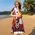thumbnail image 4 of Picia Truck With Gnomes Pattern Women's Short Sleeve Summer Dress Pleated Loose Swing Knee Length Short Sleeve Swing Dresses, 4 of 6