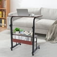 thumbnail image 2 of TOOL1SHOoo New Mobile Sofa Side Table Brown Laptop Book Desk with Wheels Height Adjustable, 2 of 11