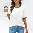 thumbnail image 5 of EDFBUYKRS Women's Plus Tops for Women 2026 Casual Womens Summer Tops Short Sleeve Striped Color Block Shirts Crewneck Loose Casual Tee Tops S, 5 of 7