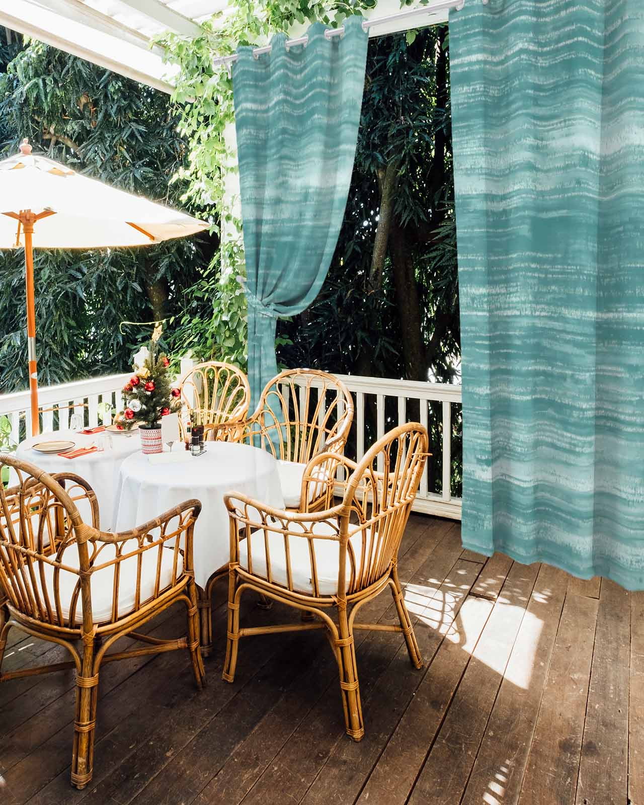 Duck Green Outdoor Curtains for Patio, Vintage Modern Abstract Art Ombre Privacy Drapes Grommet Waterproof Outside Curtains for Porch/Cabana/Balcony 54"x 108", 1 Panel