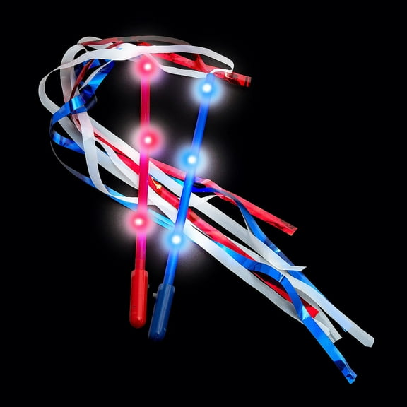 Patriotic Light-Up Ribbon Wands - 12 Pieces