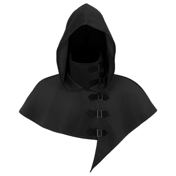 Gelikeya Halloween Cloak for Men Women Hood Hat Shawl Scarf Cape Hooded Poncho Halloween Apparel, Black, One Size
