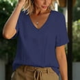 thumbnail image 4 of Cilsoka Womens Short Sleeve T Shirts V Neck Tops Summer Trendy Comfy Casual Basic Tee Shirt, Trendy Tops for Women, 4 of 6