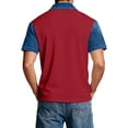thumbnail image 6 of Blekii Men's Denim Patchwork Short Sleeve Polo Shirt Slim Fit Casual Button down Red L, 6 of 7