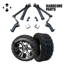 Hardcore Parts 6" A-Arm Lift Kit for Yamaha G2/G9 Golf Cart with 14" Machined/Black 'Vampire' Wheels and 23"x10"-14 DOT rated All-Terrain tires