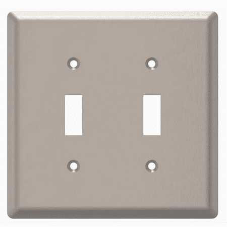 Style Selections W45067-SN Satin Nickel Simple Square Double Switch Wall Plate Cover