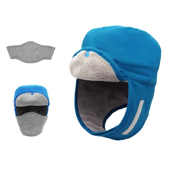 Fewfanhot Unisex Winter Windproof Trapper Hat - Thick Fleece Lined Ear Flap Adjustable Strap Warm Hat for Outdoor Activities