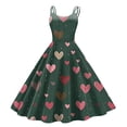 thumbnail image 2 of LWavelet 2026 Valentine's Ruffled Fitted Heart Dress, Women's Love Rose Print Sleeveless A Line Flowy Casual Sundresses Navy L, 2 of 4