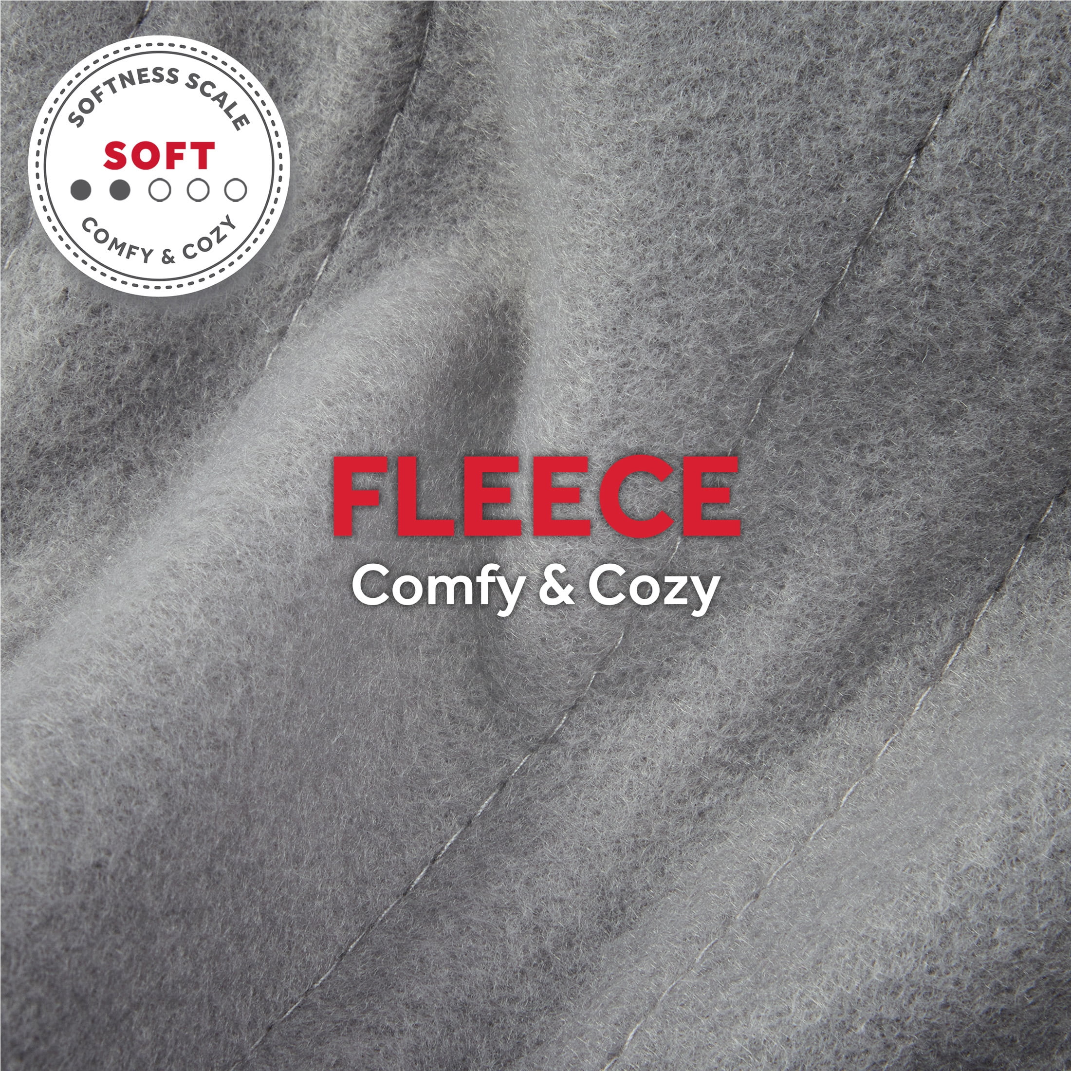 (4 pack) Sunbeam Throw Grey Fleece, 4 Heat Settings, 4-Hour Auto Shut-Off, Electric Heated Blanket, 50” x 60”