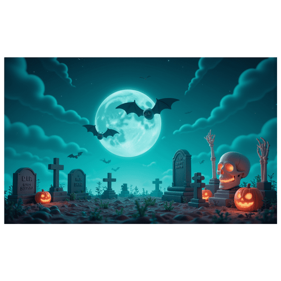 Spooky Design Halloween Banner Scary Pumpkin Graveyard Scene for Party Decoration Haunted House Outdoor Celebration